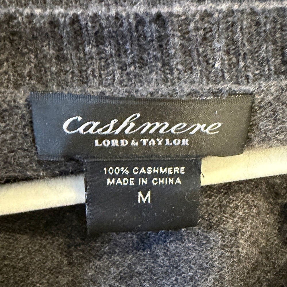 Lord & Taylor Charcoal Cardigan with Lavender Argyle Trim - Picture 4 of 4